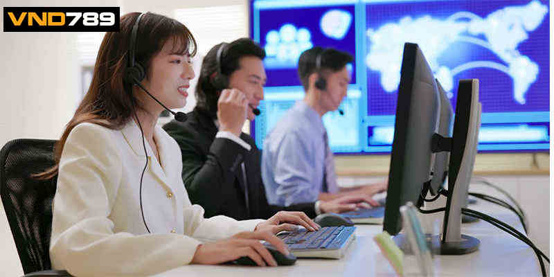 Đội ngũ hỗ trợ khách hàng rút tiền VND789 luôn sẵn sàng phục vụ bạn 24/7.